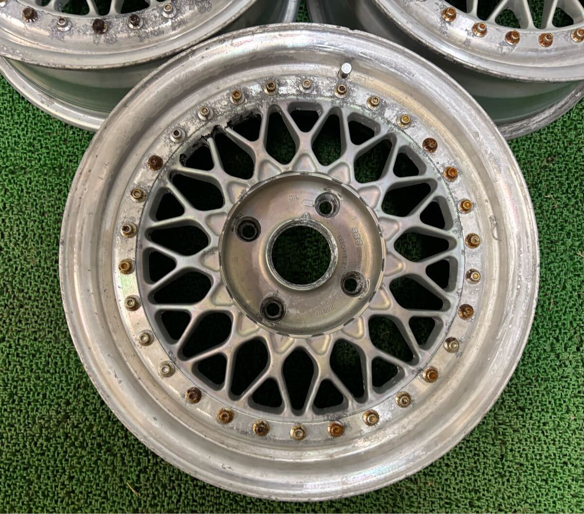 BBS RS044 15x6.5J/PCD114.3/4H/ET+25/ハブ徑約67mm/涂裝剝がし済み　3本セット