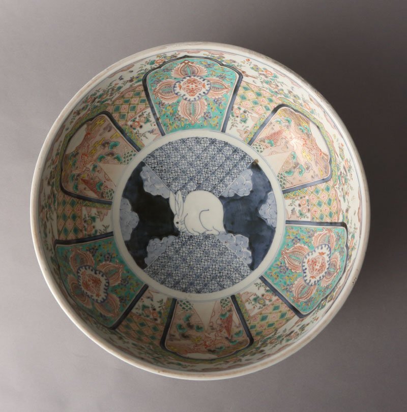 深和】1740年~1780年代、宝暦様式◇古伊万里色絵兎図に鳳凰文大 深和】1740年~1780年代、宝暦様式◇古伊万里色絵兎図に鳳凰文大