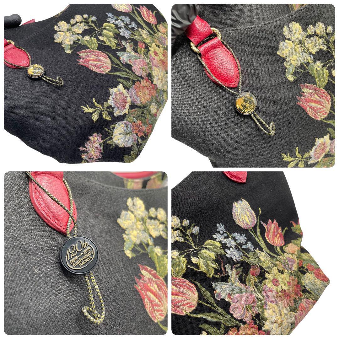 極美品 Think Bee シンクビー フィオーレ ハンドバッグ 花柄 黒 極美品 Think Bee シンクビー フィオーレ ハンドバッグ 花柄 黒