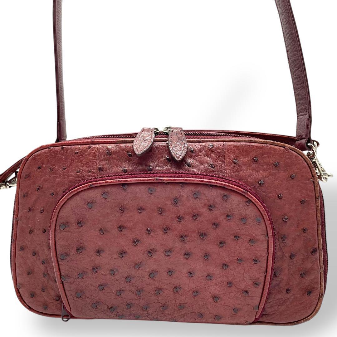 美品 オーストリッチ OSTRICH 2way ショルダーバッグ 本革 美品 オーストリッチ OSTRICH 2way ショルダーバッグ 本革
