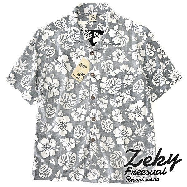新品 Zeky Freesual フラワー柄 リバース プリント 半袖 アロハ 新品 Zeky Freesual フラワー柄 リバース プリント 半袖 アロハ