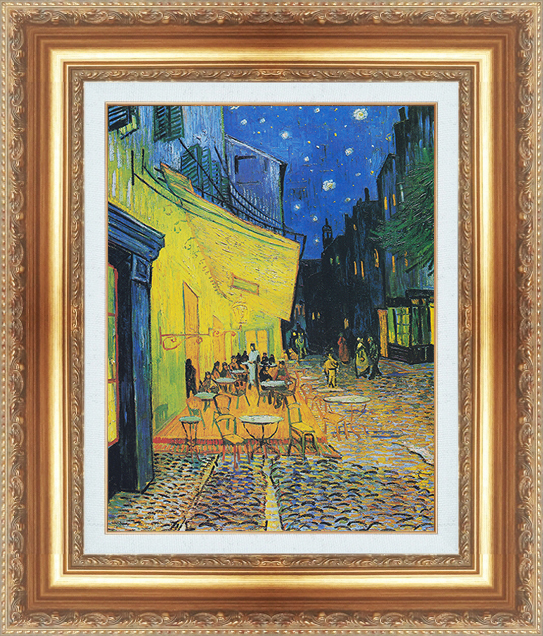 複製絵画 額装品 世界の名画 ヴィンセント・ヴァン・ゴッホ 「 アルルの夜のカフェテラス ( ナイトカフェ ) 」 サイズ 10号
