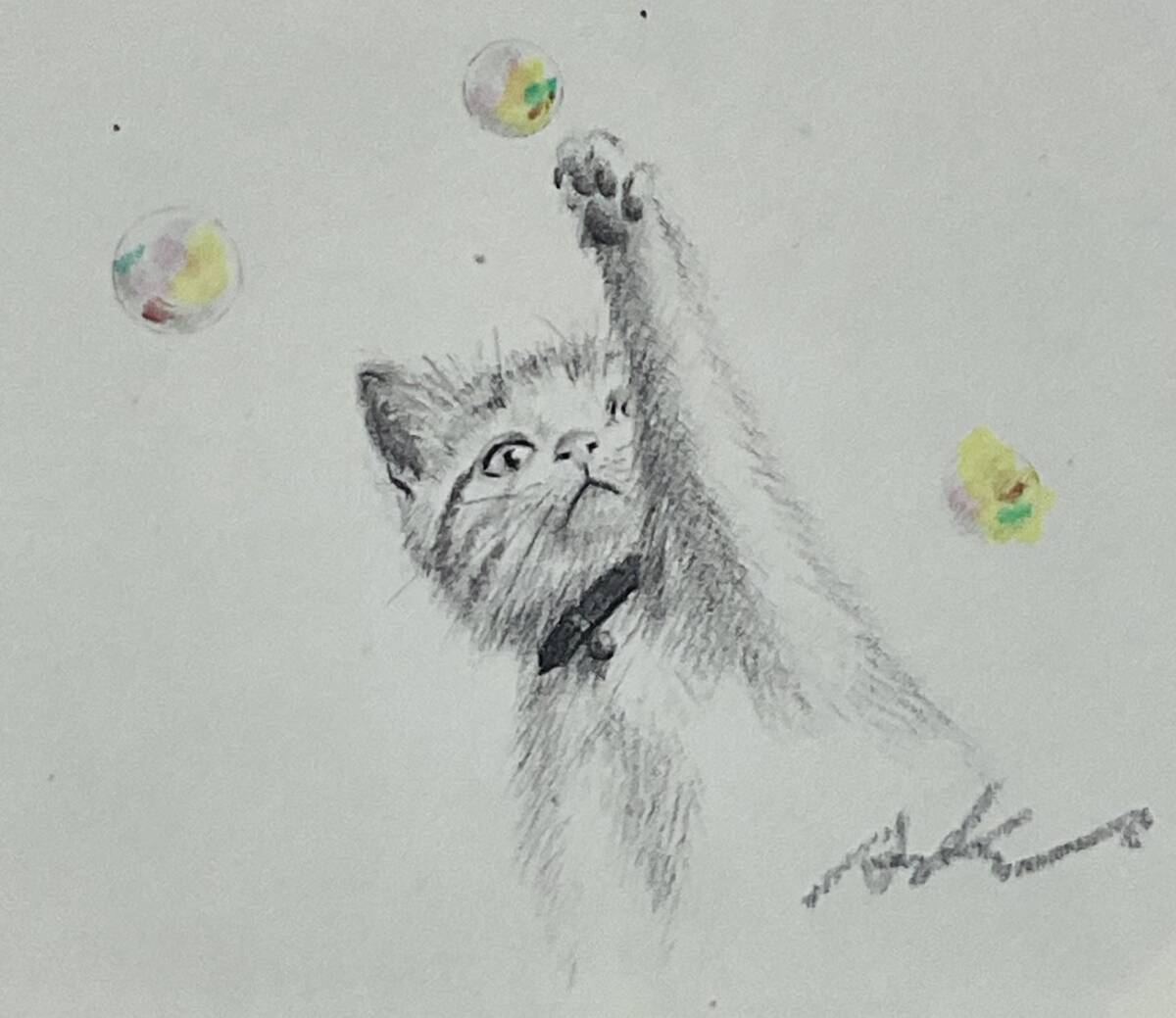 八代亜紀 絵画 【風が、、、。 】真作リトグラフ 水彩、猫の表情 八代亜紀 絵画 【風が、、、。 】真作リトグラフ 水彩、猫の表情