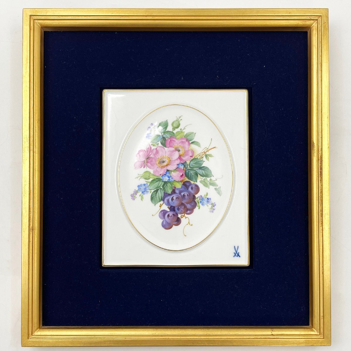 Meissen マイセン 花とブドウ (53943/242510) 陶板画 プラーク Meissen マイセン 花とブドウ (53943/242510) 陶板画 プラーク