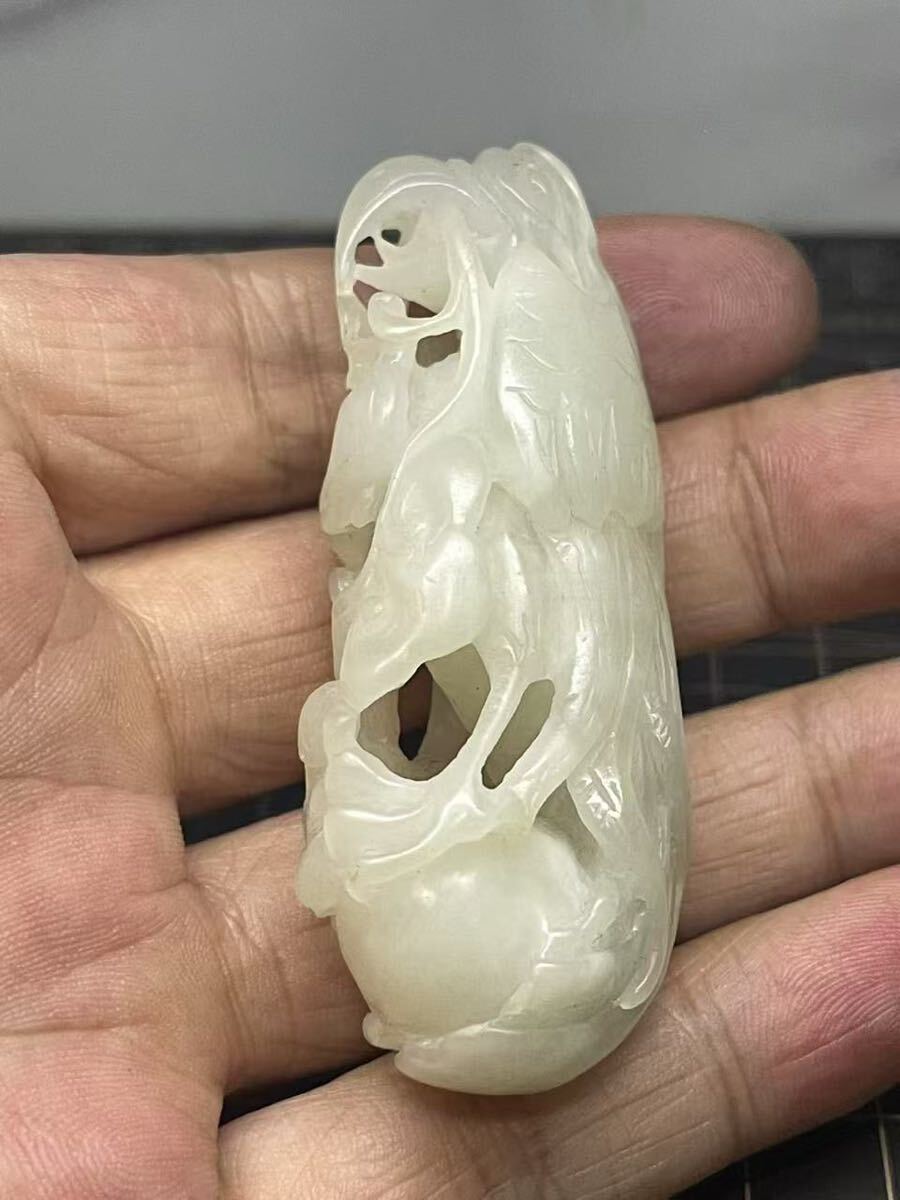 中国骨董 古玉 和田玉 玉彫 繊細彫刻 中国美術 唐物 清朝 白玉 中国骨董 古玉 和田玉 玉彫 繊細彫刻 中国美術 唐物 清朝 白玉