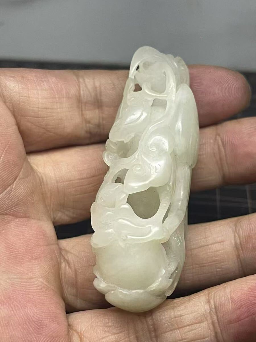 中国骨董 古玉 和田玉 玉彫 繊細彫刻 中国美術 唐物 清朝 白玉 中国骨董 古玉 和田玉 玉彫 繊細彫刻 中国美術 唐物 清朝 白玉