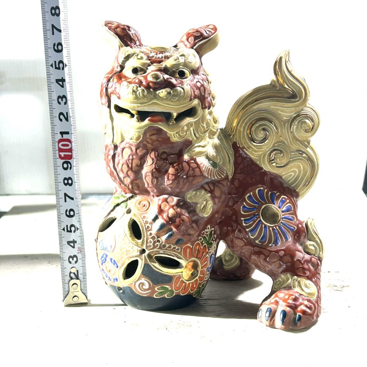 九谷焼 玉乗り獅子 縁起物 魔除け 狛犬 置物 シーサー 獅子 陶器 九谷焼 玉乗り獅子 縁起物 魔除け 狛犬 置物 シーサー 獅子 陶器