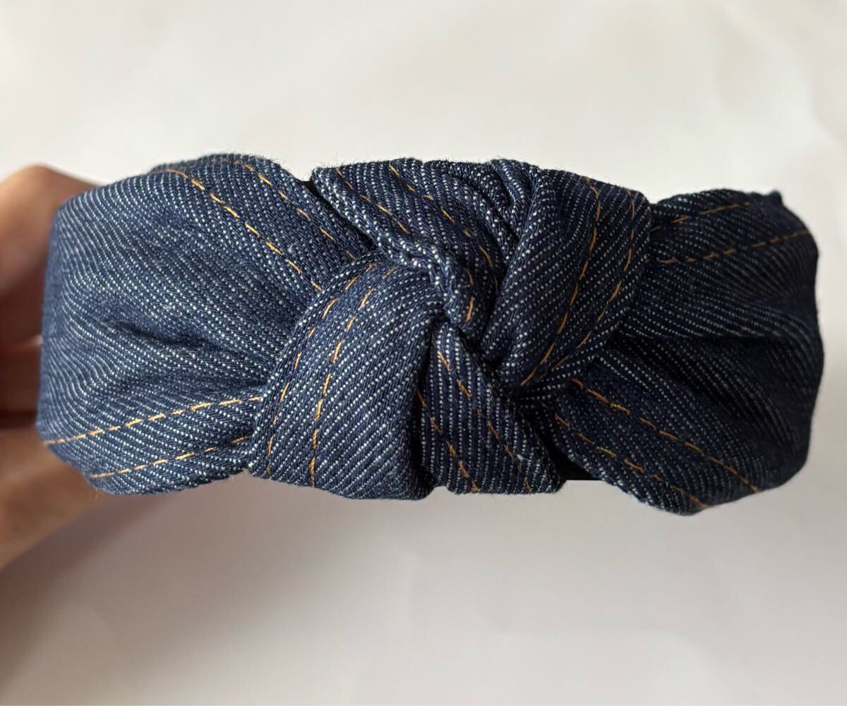 新品☆カチューシャ☆ヘアバンド☆デニム☆インディゴ☆フリー☆海外製品☆高見え☆_画像3