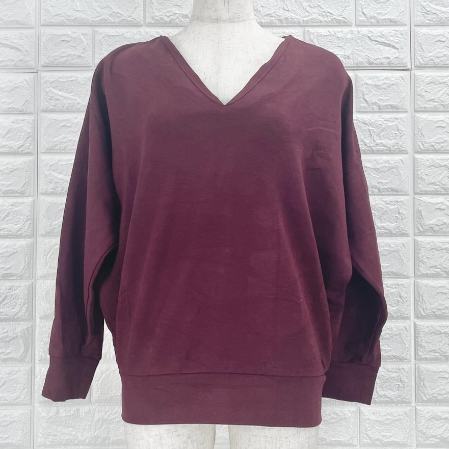 【A3546】BEAUTY＆YOUTH UNITED ARROWS ビューティーアンドユース カットソー レディース 長袖プルオーバー ボルドー Vネック 春秋 Mサイズ_画像2