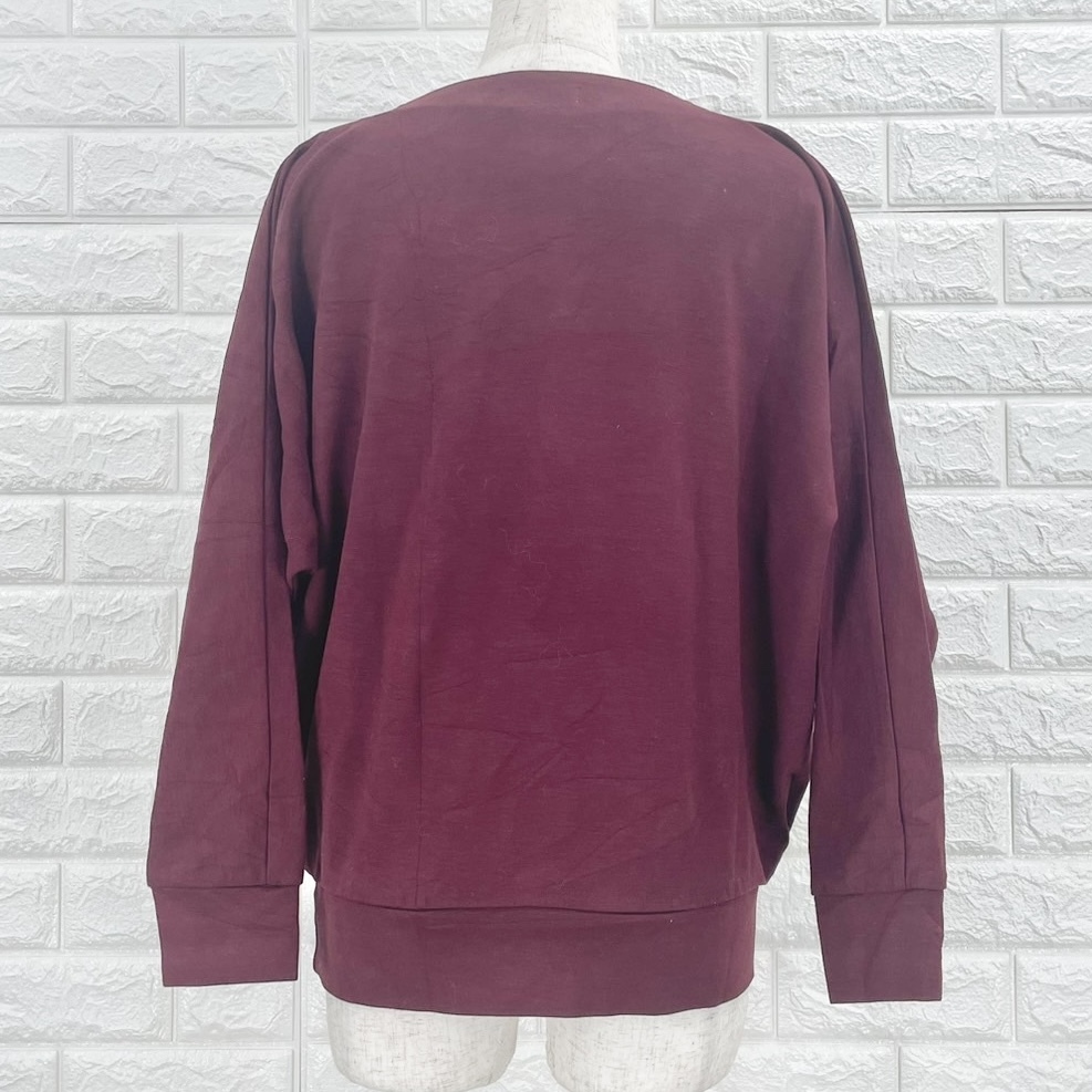 【A3546】BEAUTY＆YOUTH UNITED ARROWS ビューティーアンドユース カットソー レディース 長袖プルオーバー ボルドー Vネック 春秋 Mサイズ_画像4