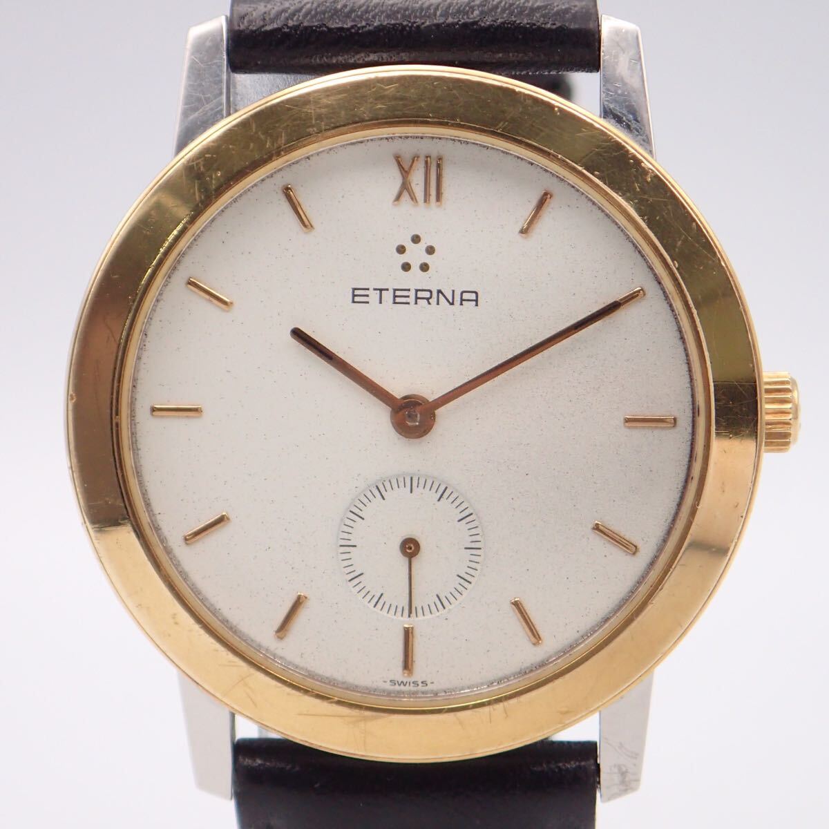 お04028/ETERNA エテルナ/手巻き/メンズ腕時計/YG×SS/17石