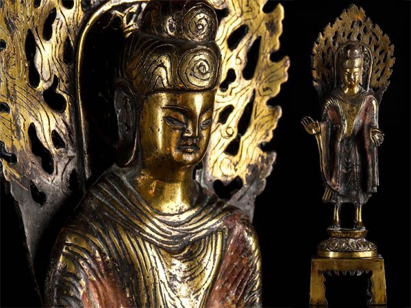仏教美術•鍍金仏•古銅 H0-00 流】仏教美術 鍍金銅 高麗仏 金銅仏 高50cm TZ123(仏像)|売買