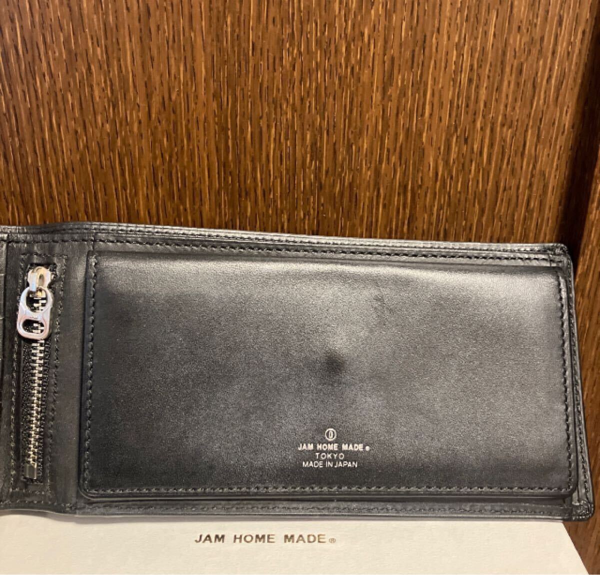 美品 サイフ ウォレット JAM HOM MADE MENS レザー セミロング 二つ折り 本革 シンプル jam hom made ジャム オム メイド 27720円 箱付き
