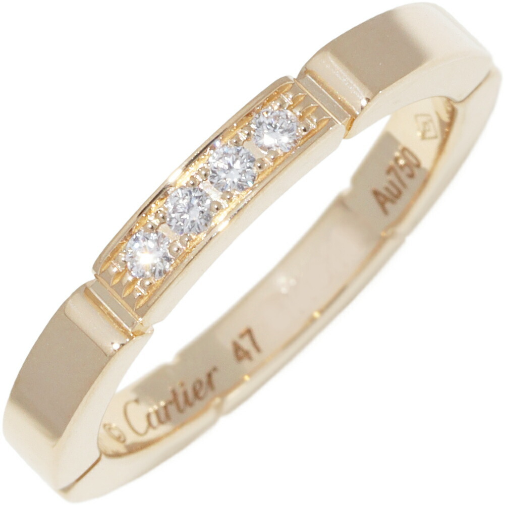 カルティエ 指輪 K18YG ダイヤ4P(0.05ct) マイヨンパンテール ウェディングリング 幅2.5ミリ B40803