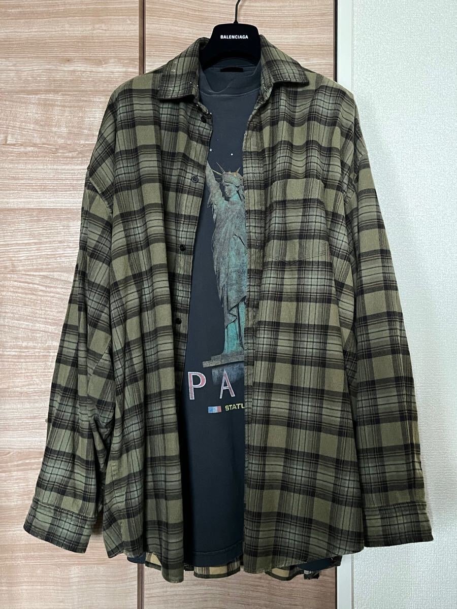 balenciaga 24 fall レイヤード ドッキング ネルシャツ チェック balenciaga 24 fall レイヤード ドッキング ネルシャツ チェック
