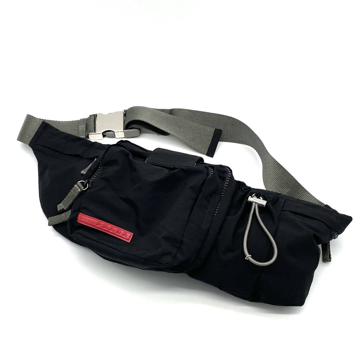 1円 極美品 PRADA プラダスポーツ ナイロン ブラック ウエスト 1円 極美品 PRADA プラダスポーツ ナイロン ブラック ウエスト