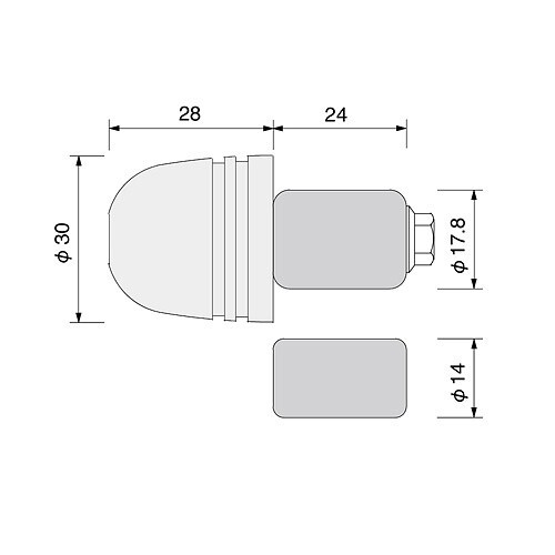 ハリケーン HURRICANE φ30砲弾型アルミサイドキャップ ゴールドアルマイト HB0314G_画像2