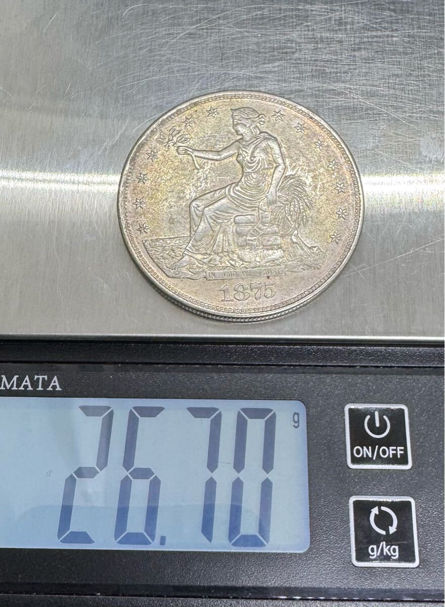☆アメリカ 1875年 貿易銀 トレードダラー 大型銀貨 Ag 90 成分 ☆アメリカ 1875年 貿易銀 トレードダラー 大型銀貨 Ag 90 成分