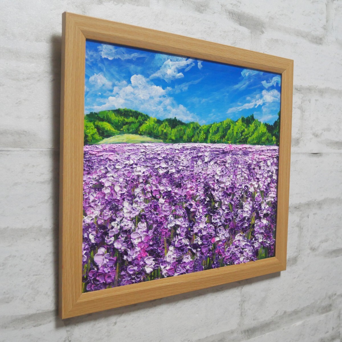 油絵 油彩 油彩画 絵 絵画【青空のラベンダー畑】 自然・風景画