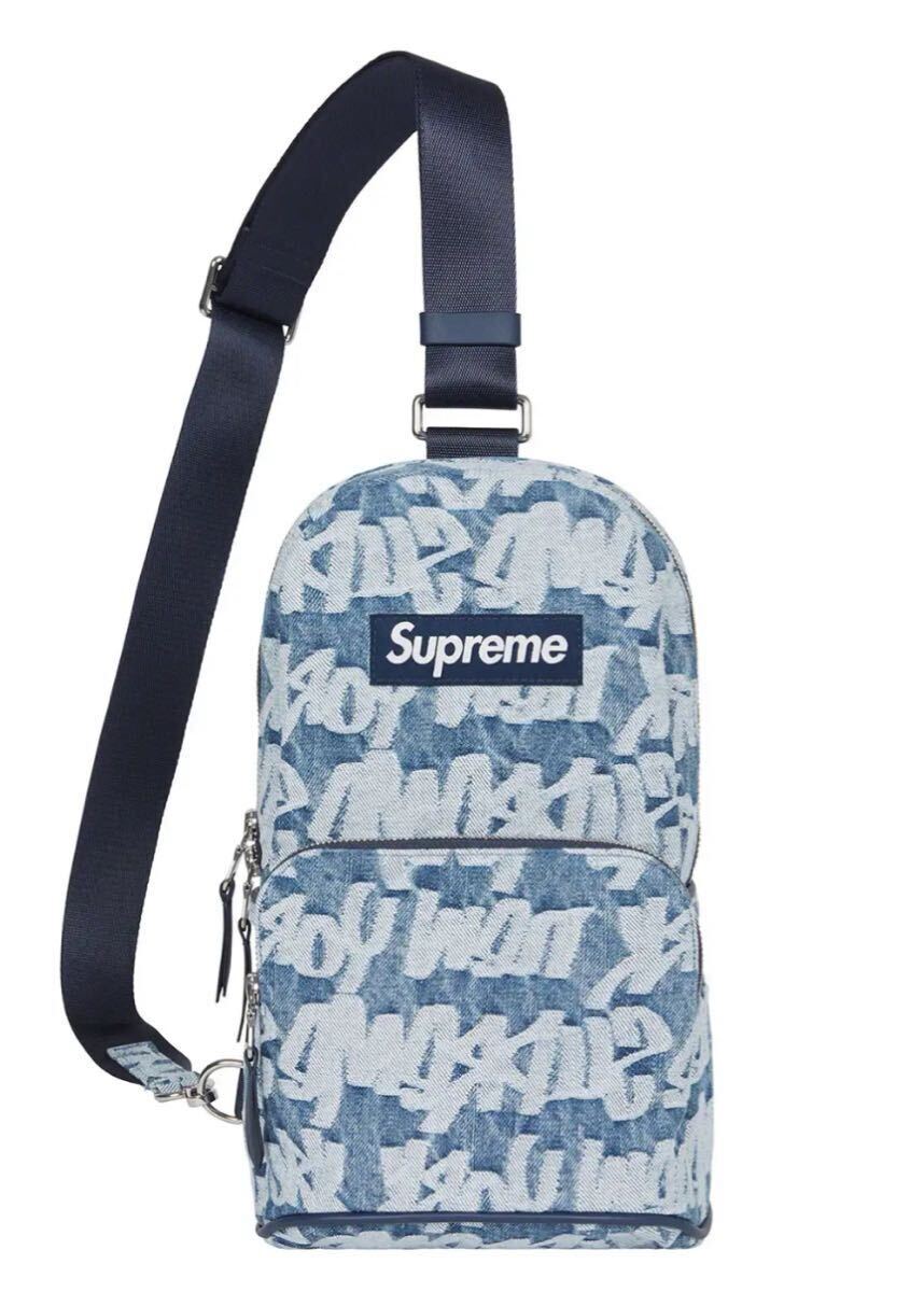 Fat Tip Jacquard Denim Sling Bag (Blue) 22ss