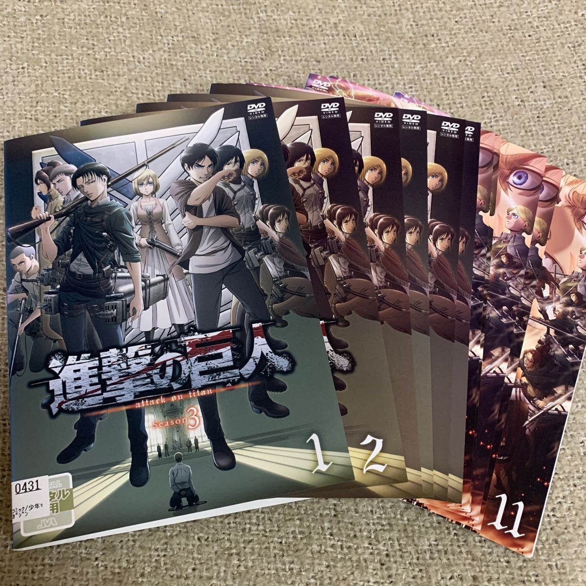 進撃の巨人 シーズン3 DVD 全巻セット レンタル落ち アニメ 全11 進撃の巨人 シーズン3 DVD 全巻セット レンタル落ち アニメ 全11