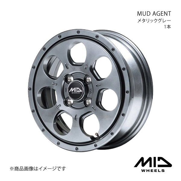 MID WHEELS/MUD AGENT スペーシア MK53S アルミホイール1本【14×4.5J 4-100 INSET45 メタリックグレー】