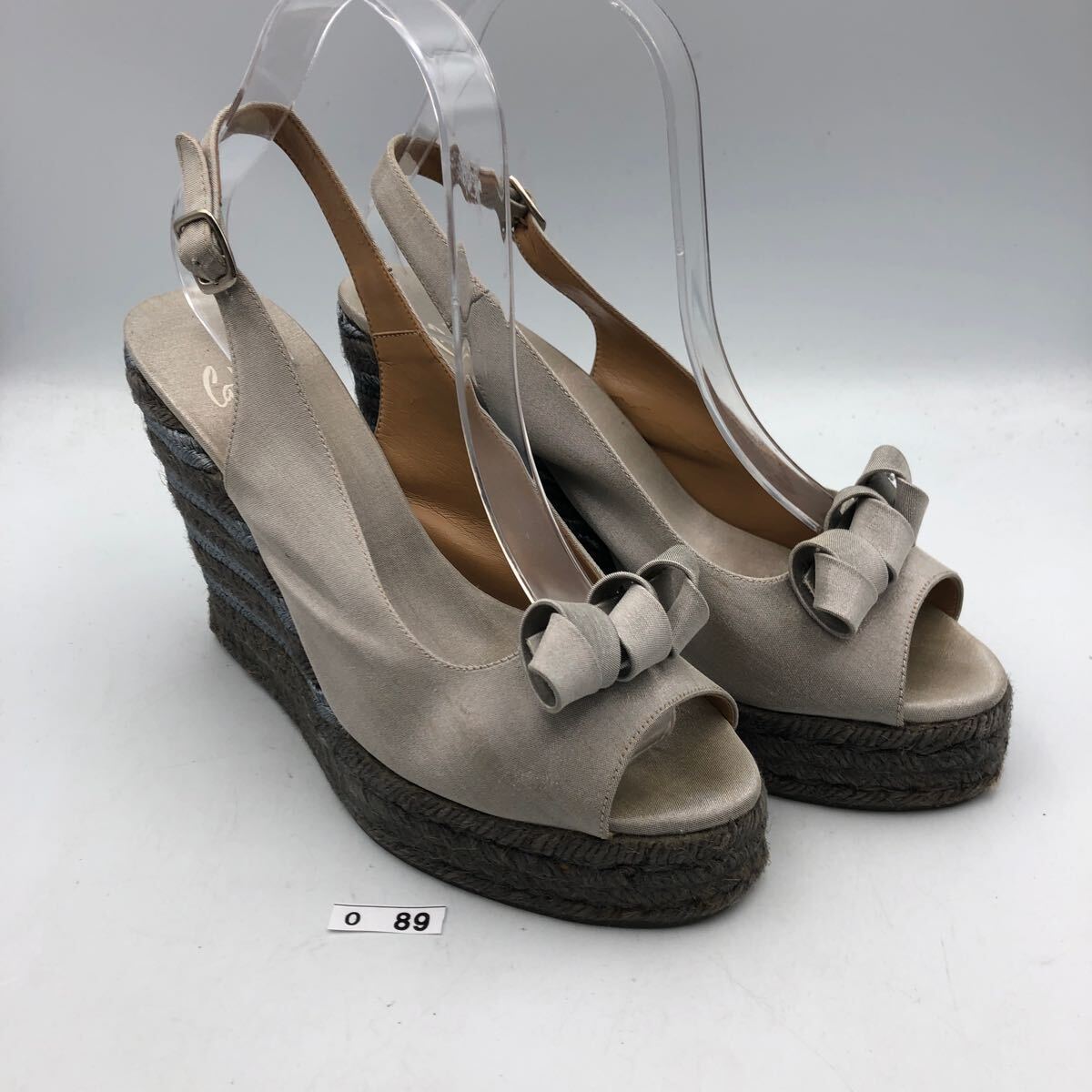 O089Y CASTANER カスタニエール ウェッジソールサンダル エスパドリーユ ストラップサンダル 38 約 24cm グレー_画像2