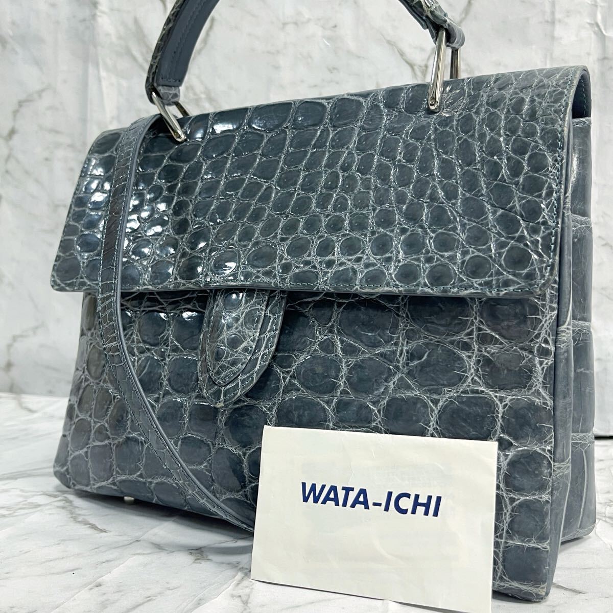 美品 希少カラー》ワタイチ クロコダイルレザー ショルダー 美品 希少カラー》ワタイチ クロコダイルレザー ショルダー