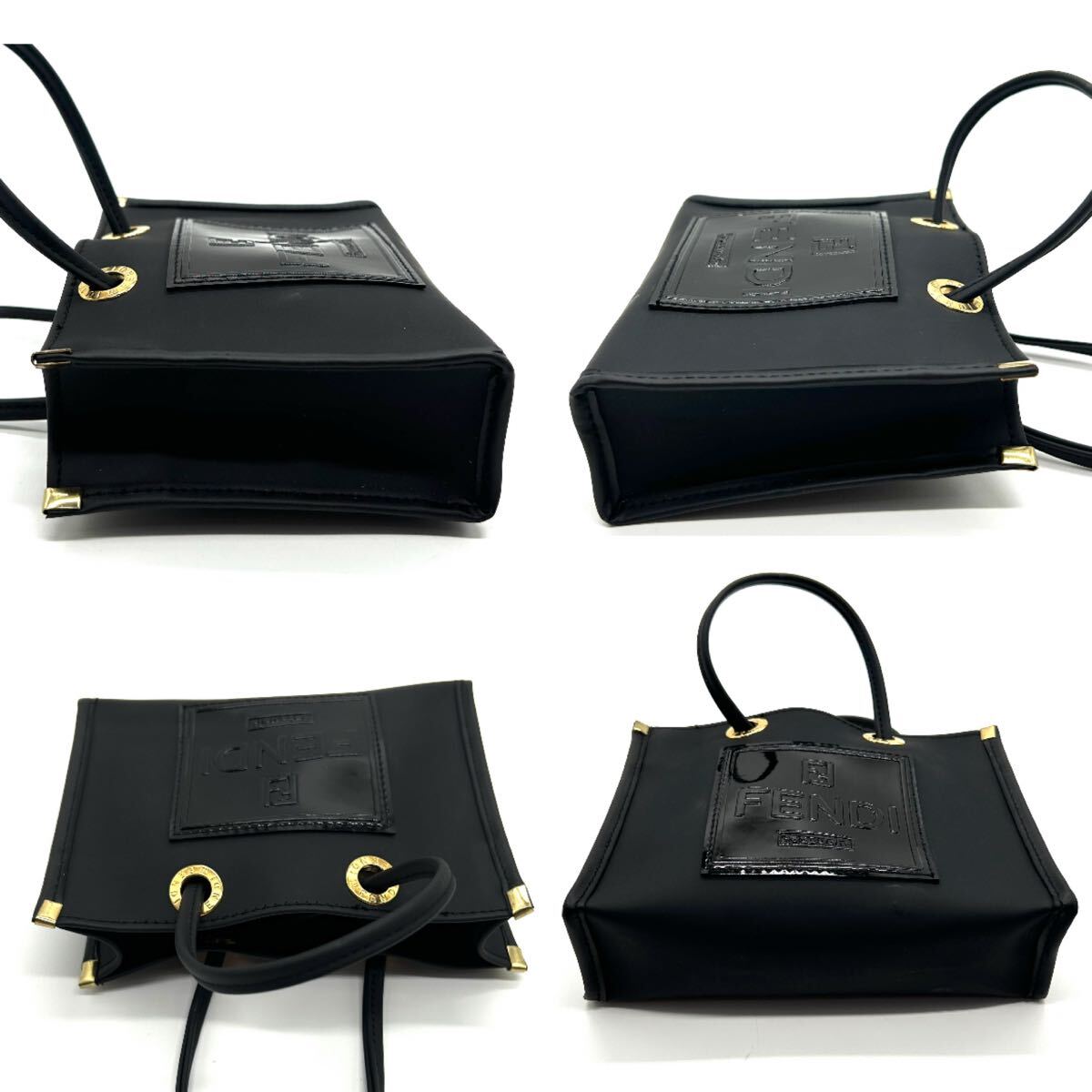 FENDI フェンディ ミニ ハンドバッグ ロゴ ラバー ブラック FENDI フェンディ ミニ ハンドバッグ ロゴ ラバー ブラック
