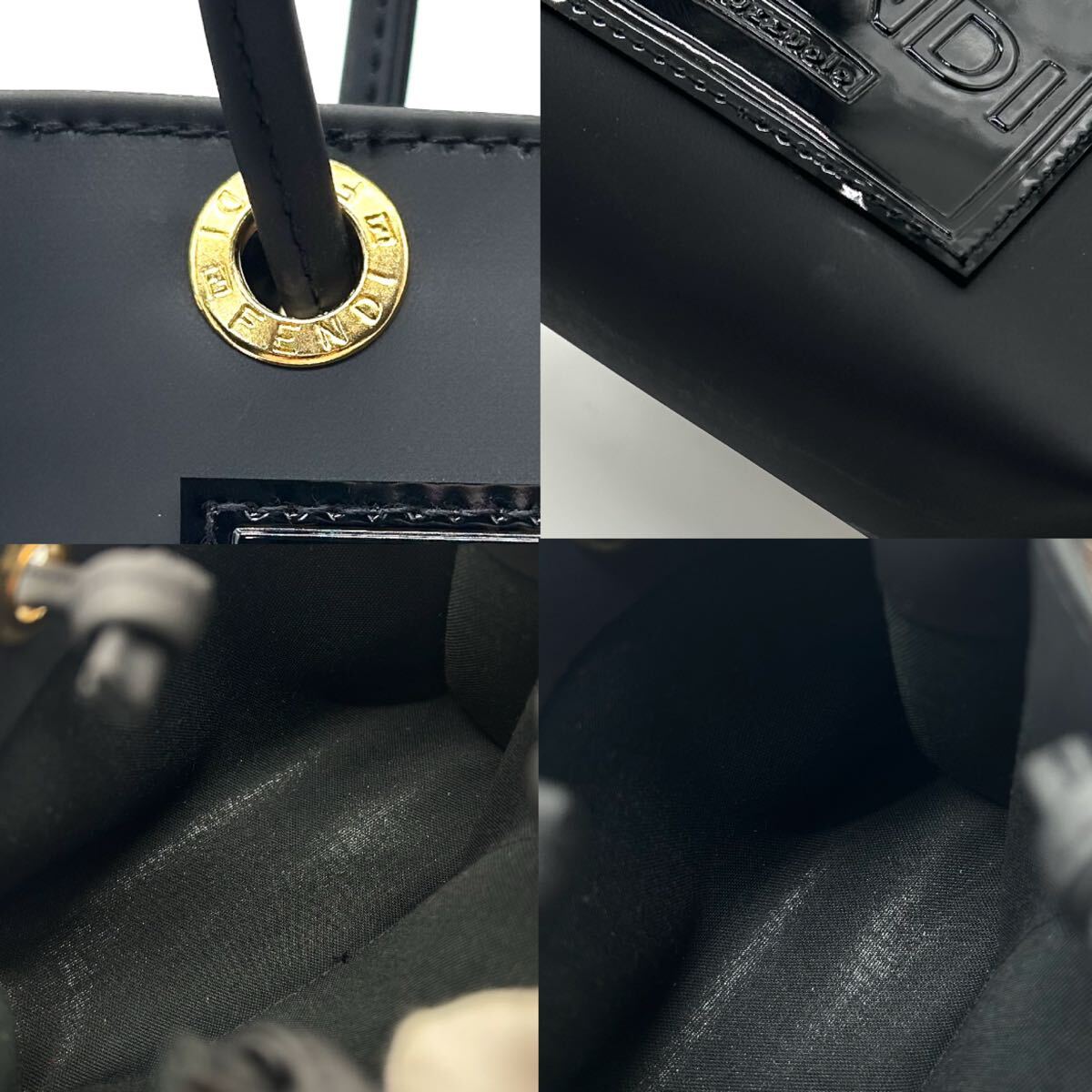 FENDI フェンディ ミニ ハンドバッグ ロゴ ラバー ブラック FENDI フェンディ ミニ ハンドバッグ ロゴ ラバー ブラック