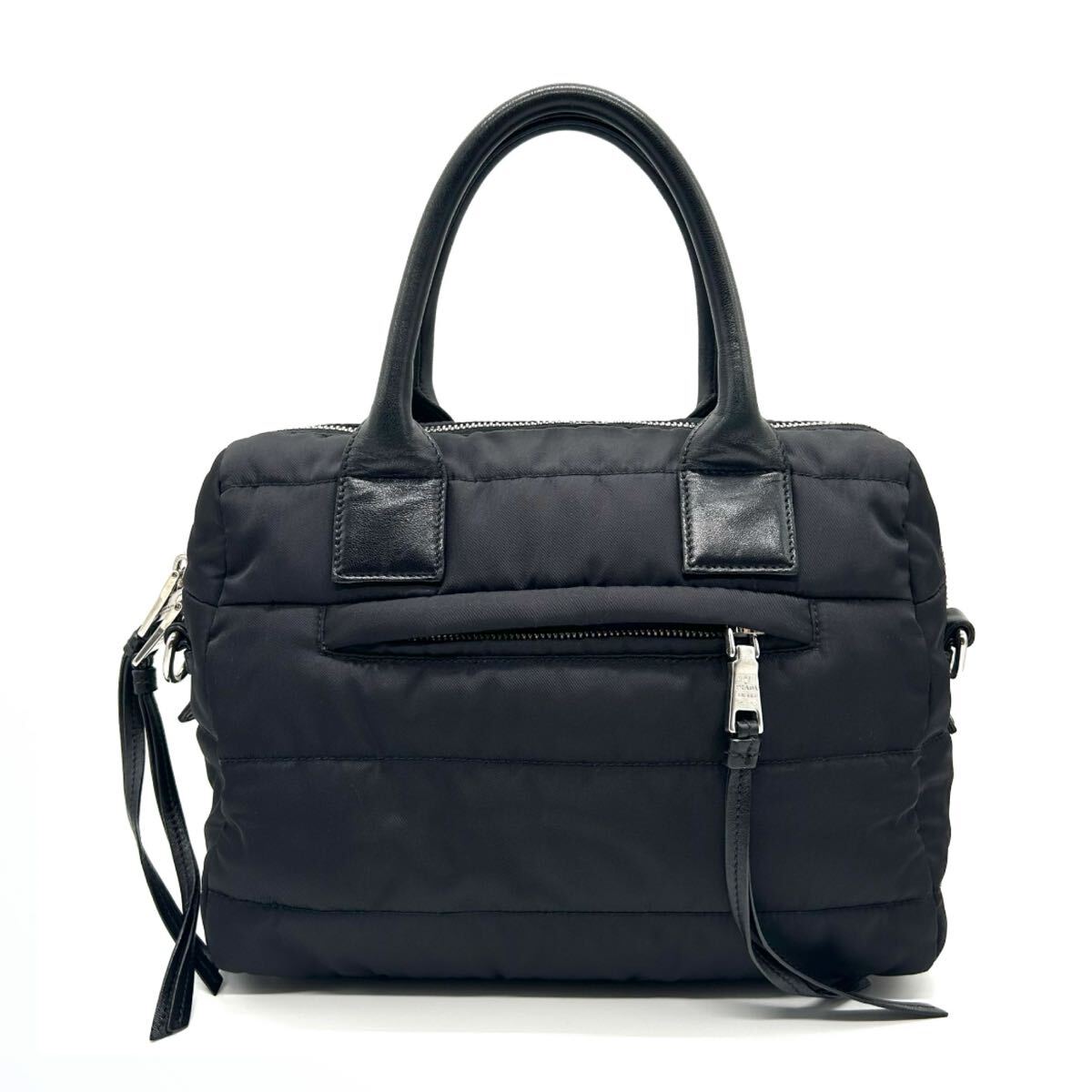 PRADA プラダ 2wayショルダーバッグ ボンバー ナイロン レザー PRADA プラダ 2wayショルダーバッグ ボンバー ナイロン レザー