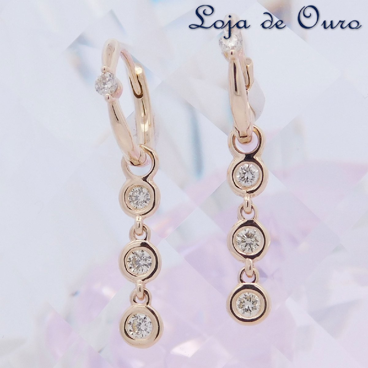 ☆ダイヤモンド0.24ct☆K18YG◇2Way◇中折れ◇小ぶり◇ロング ☆ダイヤモンド0.24ct☆K18YG◇2Way◇中折れ◇小ぶり◇ロング