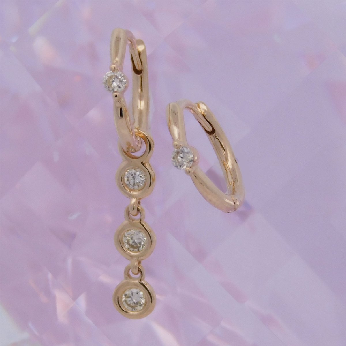 ☆ダイヤモンド0.24ct☆K18YG◇2Way◇中折れ◇小ぶり◇ロング ☆ダイヤモンド0.24ct☆K18YG◇2Way◇中折れ◇小ぶり◇ロング
