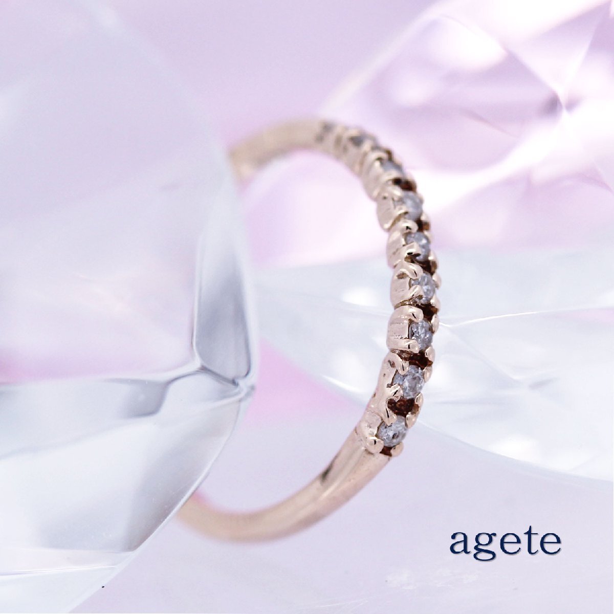 アガット☆ダイヤモンド0.09ct◇K10YG◇シンプル◇エタニティ◇4 アガット☆ダイヤモンド0.09ct◇K10YG◇シンプル◇エタニティ◇4