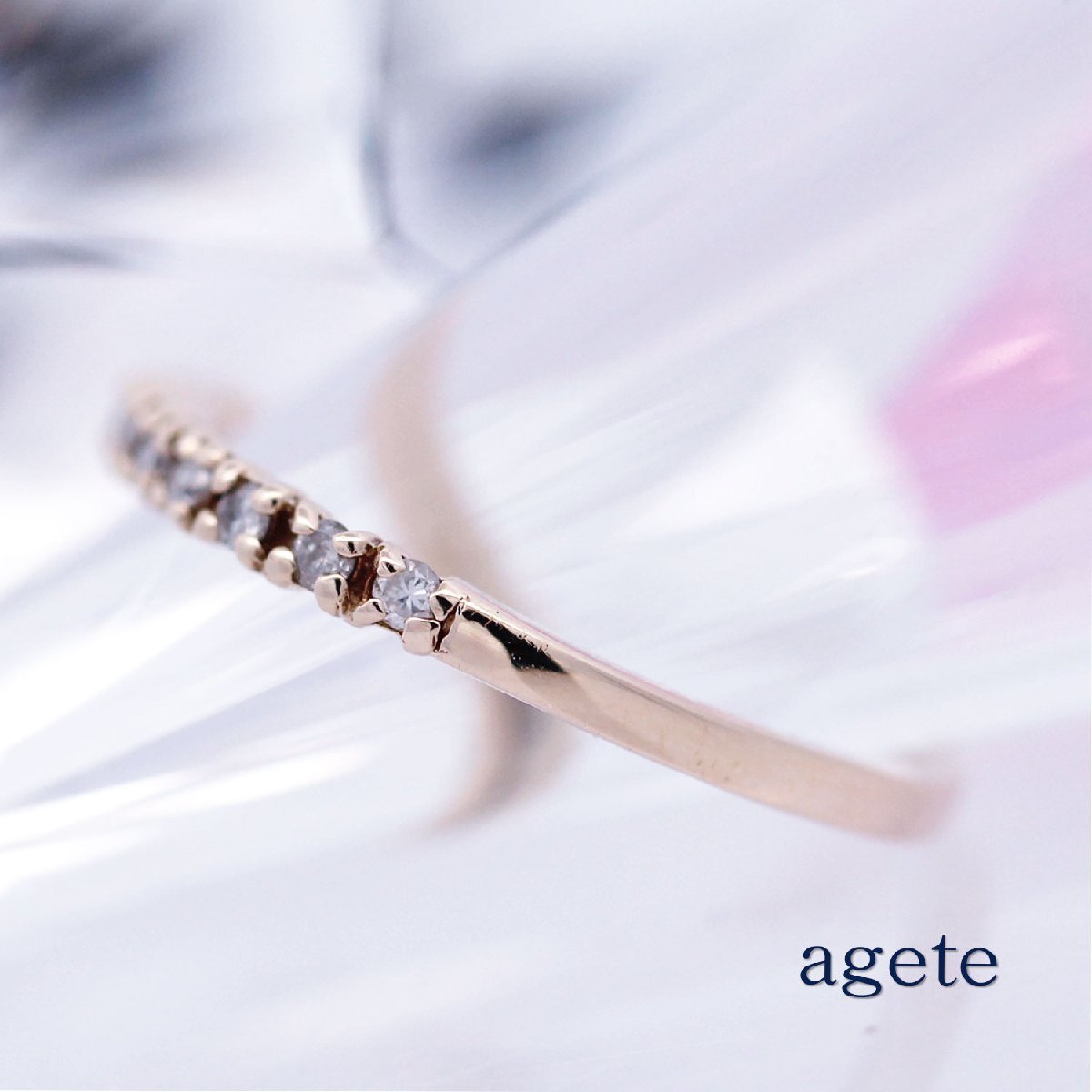 アガット☆ダイヤモンド0.09ct◇K10YG◇シンプル◇エタニティ◇4 アガット☆ダイヤモンド0.09ct◇K10YG◇シンプル◇エタニティ◇4