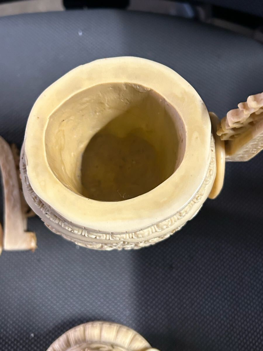 香炉 置物 中国美術 天然素材 象牙風 細密彫刻 彫刻 中国古玩 香炉 置物 中国美術 天然素材 象牙風 細密彫刻 彫刻 中国古玩