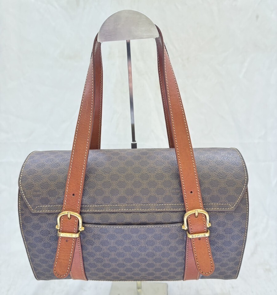 W-00089 CELINE セリーヌ マカダムブラゾン柄 金具 ハンドバッグ W-00089 CELINE セリーヌ マカダムブラゾン柄 金具 ハンドバッグ
