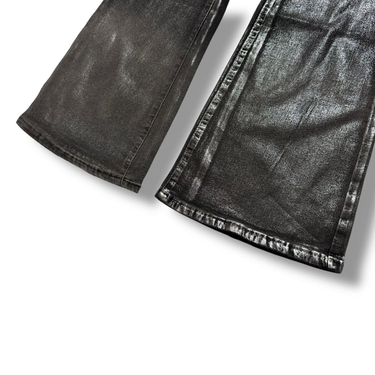 00s Coating waxed denim dior pants flared Japanese Label Y2K 00s Coating waxed denim dior pants flared Japanese Label Y2K