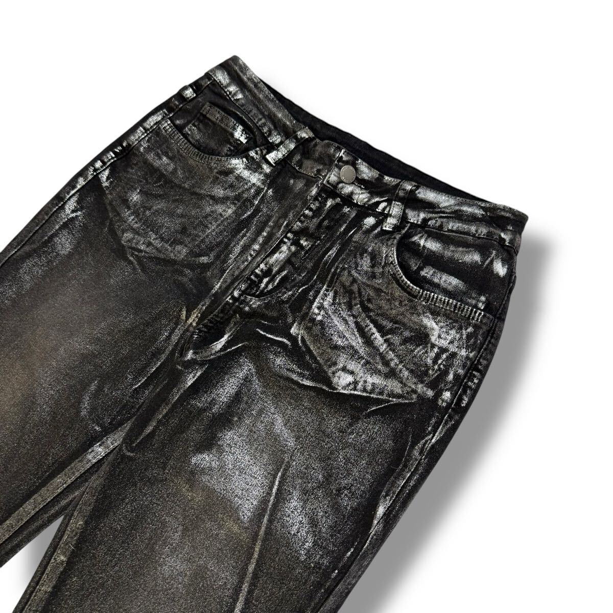 00s Coating waxed denim dior pants flared Japanese Label Y2K 00s Coating waxed denim dior pants flared Japanese Label Y2K