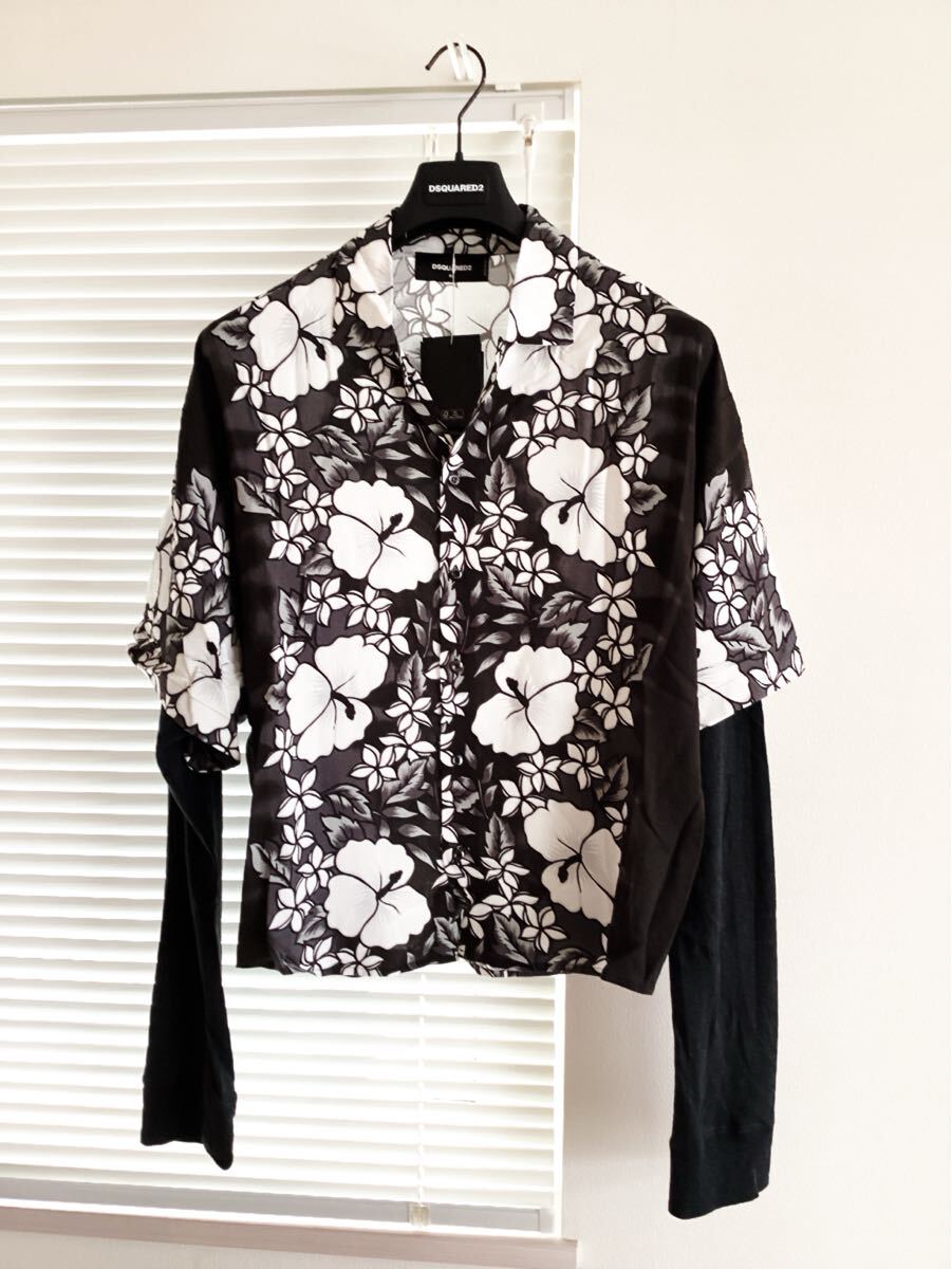 訳あり未使用品【DSQUARED2】ディースクエアード　2023春夏　フローラルシャツ　46サイズ　定価105600円