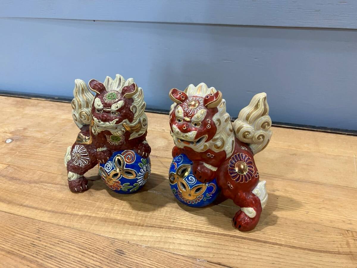 九谷焼 金彩 玉乗シーサー シーサー 狛犬 獅子 陶器 魔除け 九谷焼 金彩 玉乗シーサー シーサー 狛犬 獅子 陶器 魔除け