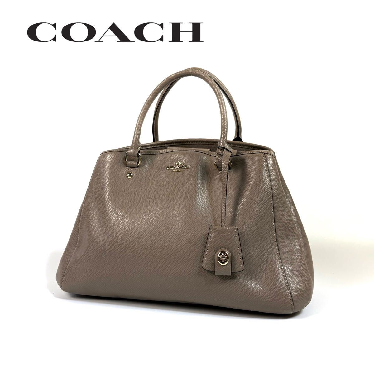 美品】COACH コーチ レザー シボ革 大容量 ハンドバッグ 美品】COACH コーチ レザー シボ革 大容量 ハンドバッグ
