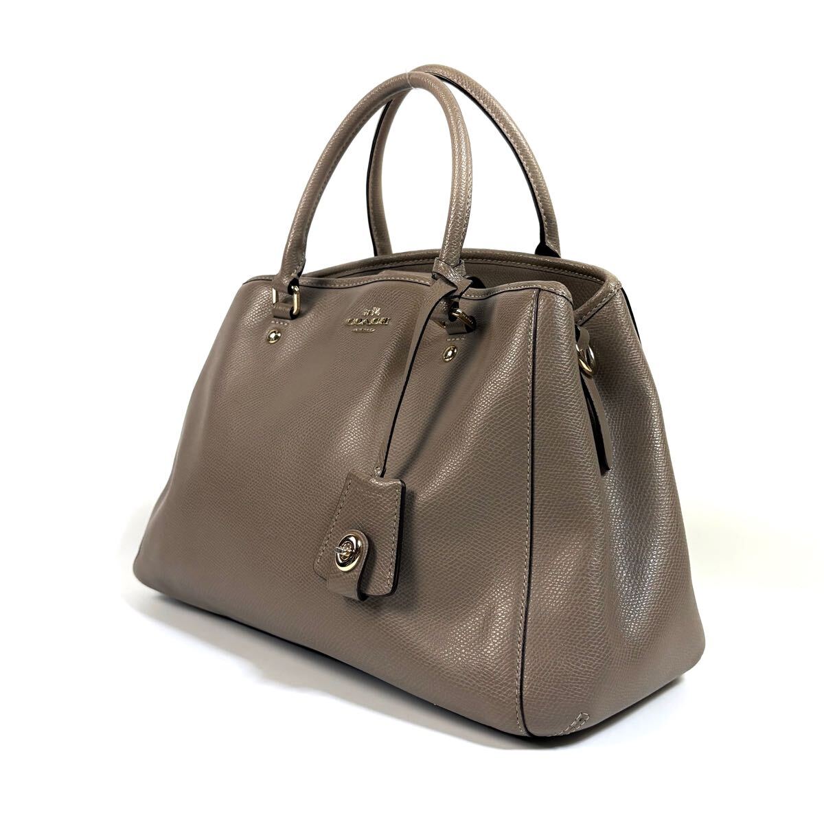 美品】COACH コーチ レザー シボ革 大容量 ハンドバッグ 美品】COACH コーチ レザー シボ革 大容量 ハンドバッグ