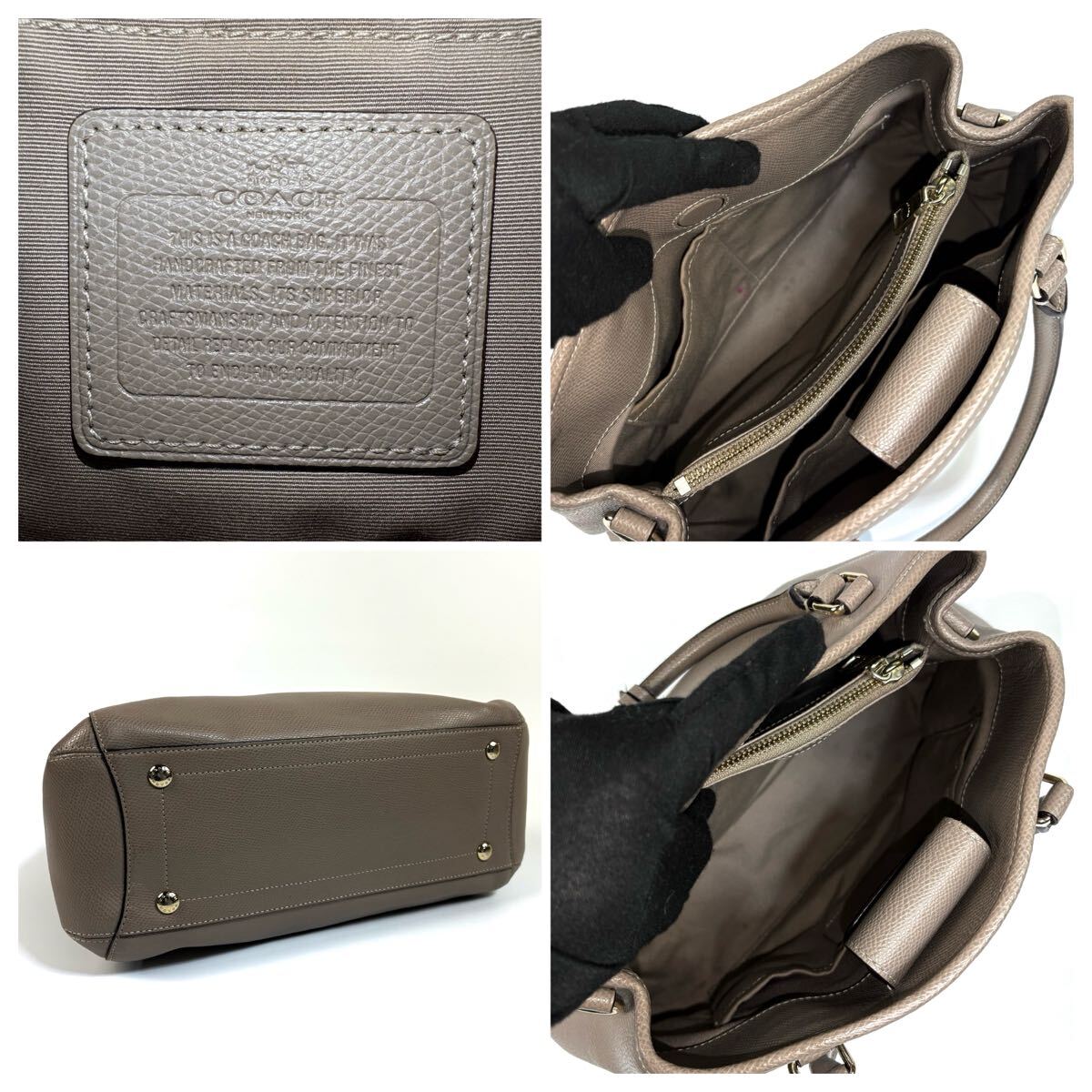 美品】COACH コーチ レザー シボ革 大容量 ハンドバッグ 美品】COACH コーチ レザー シボ革 大容量 ハンドバッグ