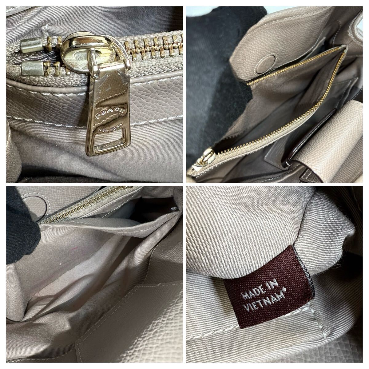 美品】COACH コーチ レザー シボ革 大容量 ハンドバッグ 美品】COACH コーチ レザー シボ革 大容量 ハンドバッグ