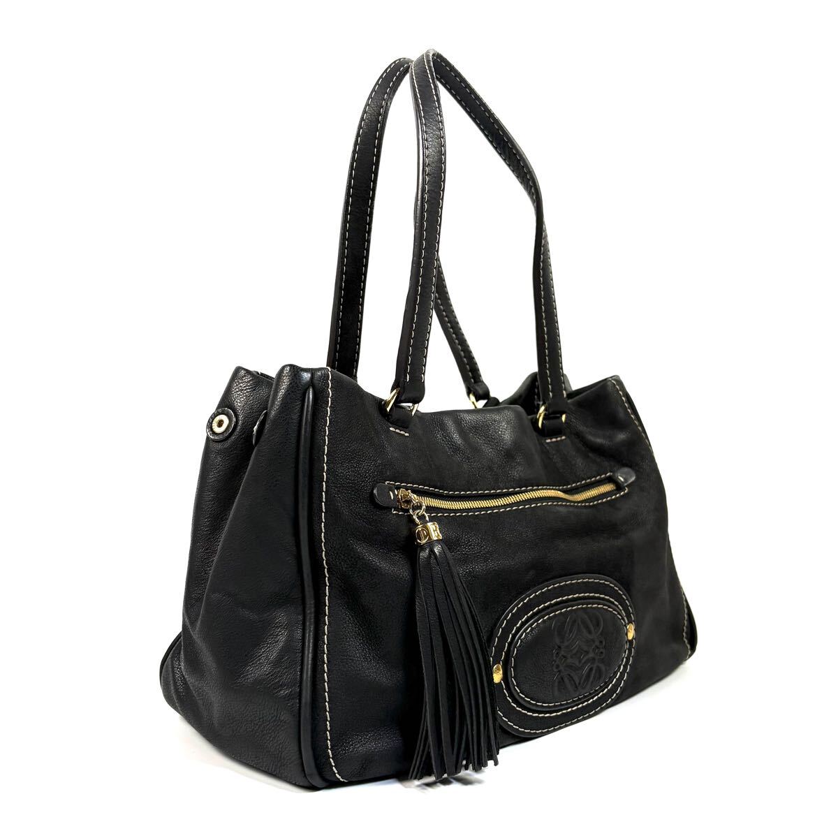 美品】LOEWE ロエベ マドリード レザー アナグラム ワン 美品】LOEWE ロエベ マドリード レザー アナグラム ワン