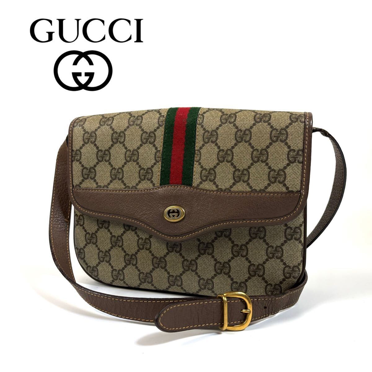 極美品】GUCCI グッチ PVC レザー ショルダーバッグ シェリー 極美品】GUCCI グッチ PVC レザー ショルダーバッグ シェリー