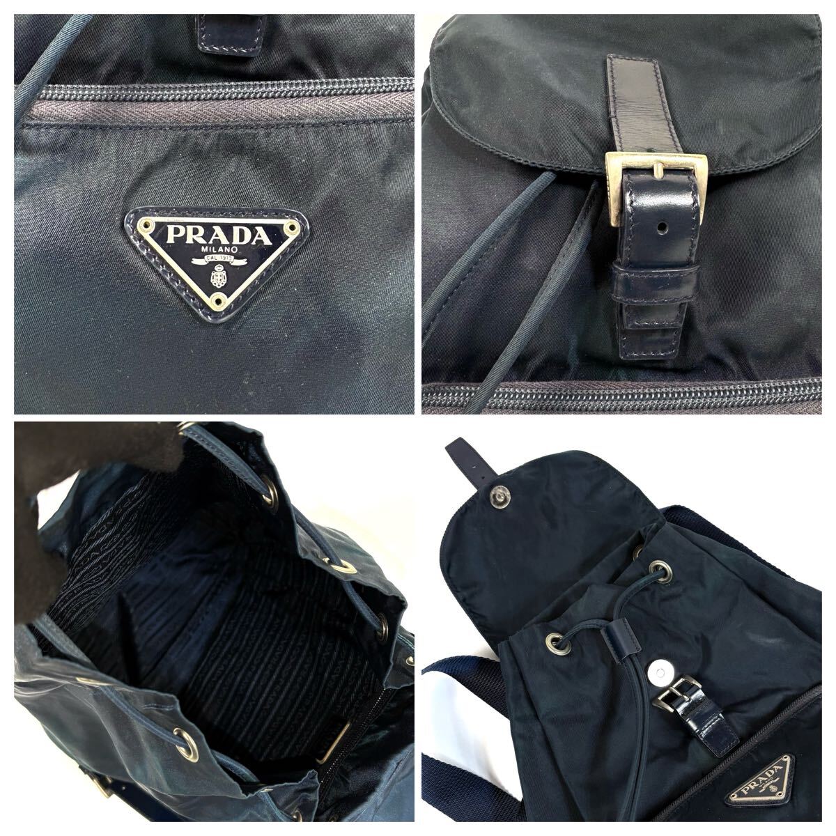 美品】PRADA プラダ テスート ナイロン レザー リュック サック 美品】PRADA プラダ テスート ナイロン レザー リュック サック