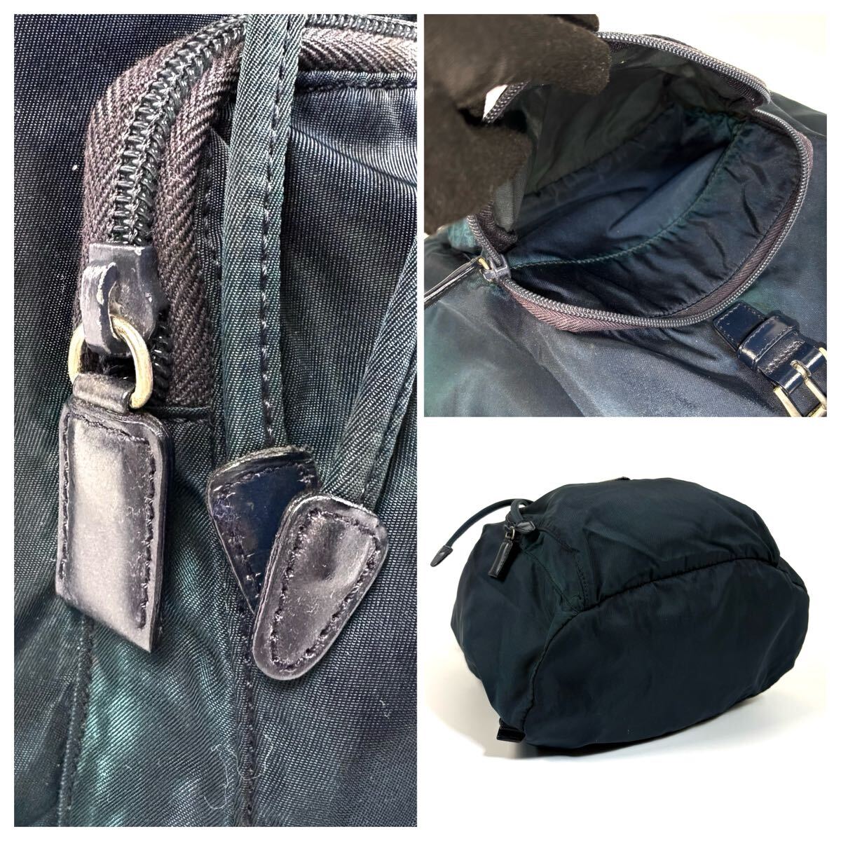 美品】PRADA プラダ テスート ナイロン レザー リュック サック 美品】PRADA プラダ テスート ナイロン レザー リュック サック