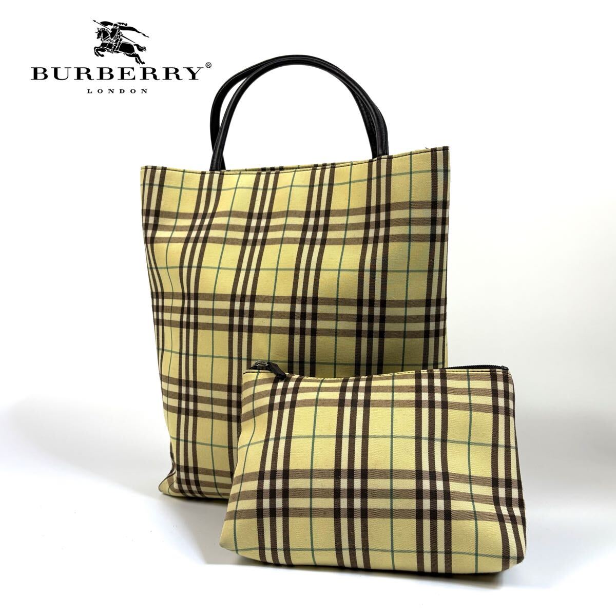 美品】BURBERRY バーバリー ノバチェック キャンバス レザー 美品】BURBERRY バーバリー ノバチェック キャンバス レザー